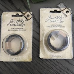 🎞️ New! Set of 2 Tim Holtz Film Strip Decorative Ribbon Idea-ology TH92820