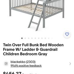 Grey Wooden Bunk Bed Twin Over Full Bed 