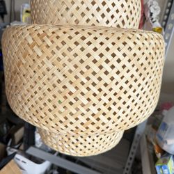 Hand Woven Rattan Lamp Shade - Bamboo Pendant Lights - Elegant Hanging Light Chandelier - Natural Boho Lighting Fixture - Dome Lamp Shade for Kitchen 