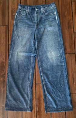 Dark Denim Print French Terry Casual Sweatpants Jeans