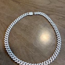 14mm 24inch 18k white Gold MOISSANITE DIAMOND CUBAN VVS D QUALITY