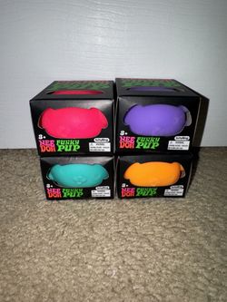 SET OF 4 NeeDoh Funky Pup Squishy - Red, Purple, Blue, Orange