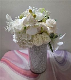 *** SPECIAL SALE *** XL Vase w Faux Bouquet of Hydrangrea, Roses, Begonias, Orchids & Lilies @ Lasting Creations