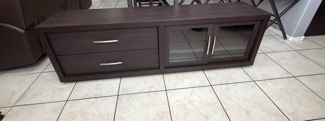 Modern Dark Wood TV Stand - Excellent Condition