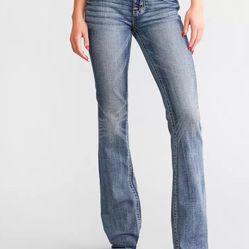 Miss Me Mid Rise Easy Boot Size 25 Rhinestones Embroidered Distressed woman jean