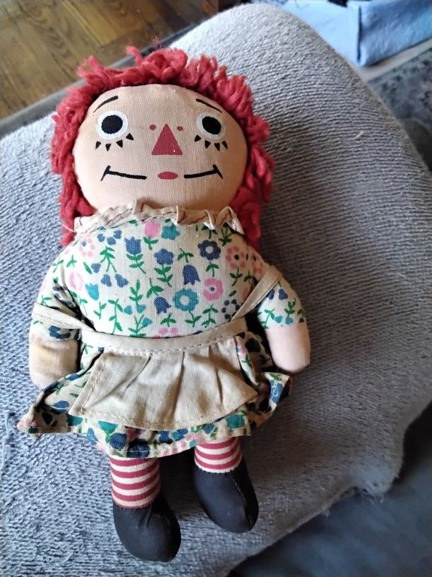 Vintage RAGGEDY ANN 7" Cotton Stuffed DOLL by KNICKERBOCKER TOY COMPANY KTC --- $8.00