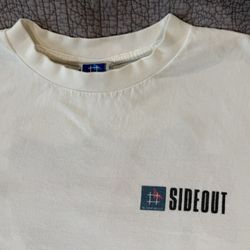 SIDEOUT  Vintage 1990’s  T-Shirt, 100% Cotton, White, Size L, Made In USA