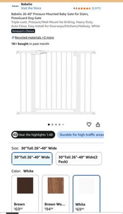 Babelio 26-40" Pressure Mounted Baby Gate for Stairs, PressGuard Dog Gate