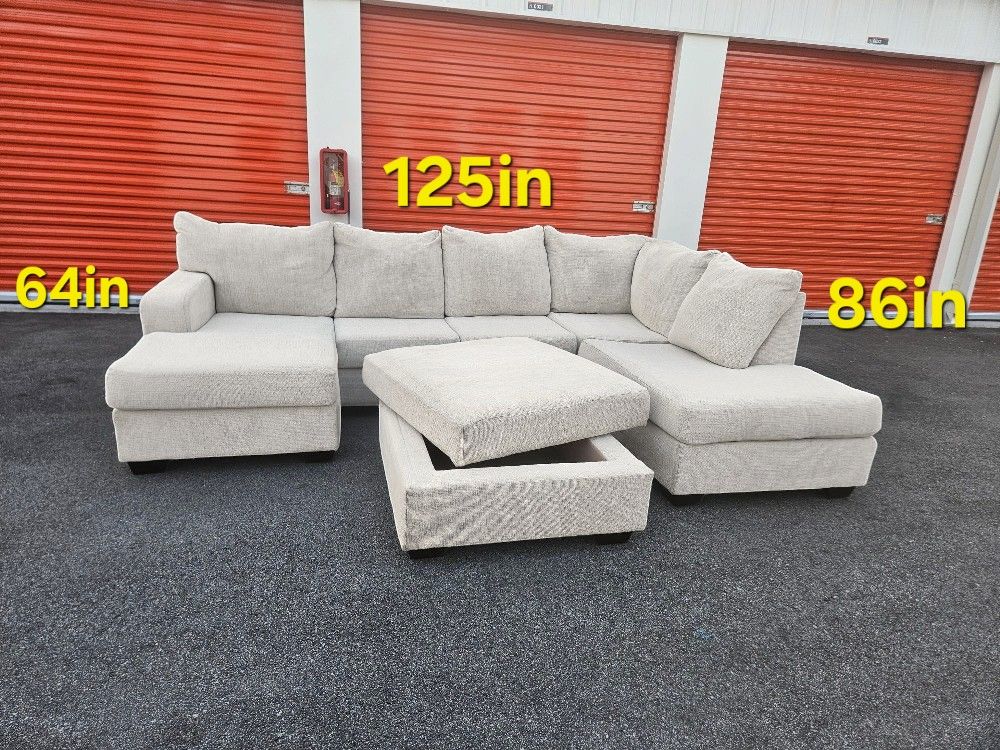 FREE DELIVERY Couch Sofa Double Chaise Sectional Ottoman 4 Piece