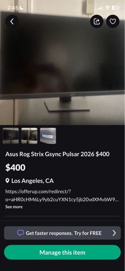 Asus rog strix gsync pulsar $200