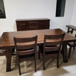 Solid wood Dining set with matching dining hutch