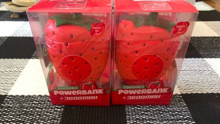 Squish ball strawberry power banks