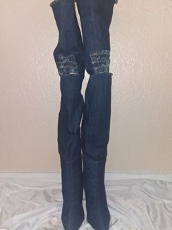 denim over-the-knee boots