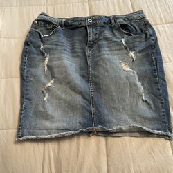 Denim Distress Skirt