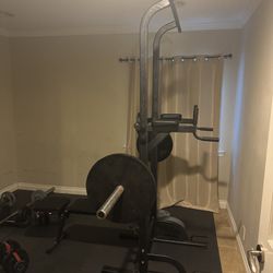Rack And Bench with Pull Up/Dip And Barbell