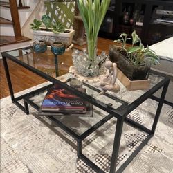 Black Metal Glass Coffee Table 