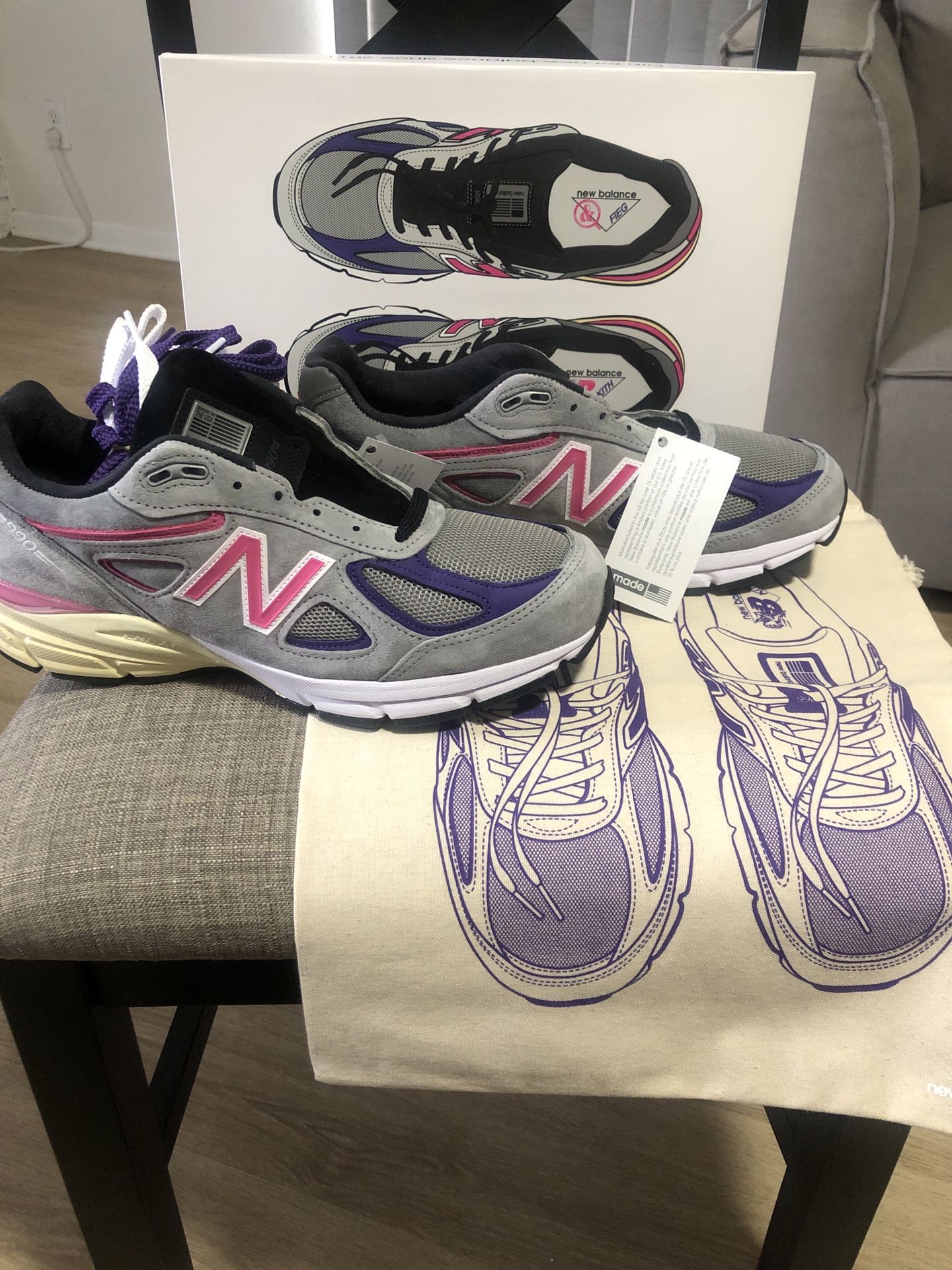 Kith & New Balance for United Arrows & Sons 990v4 Smoked Pearl