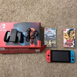 Nintendo Switch V2 Bundle - Console, 3 Pokémon/Zelda Games, & Accessories!