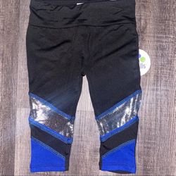 New Baby & Toddler Girl Size 12 Months Black, Blue, & Silver Active Leggings