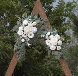 Set of 2, Faux Floral Arrangements, Decorative white Flowers with eucalyptus
