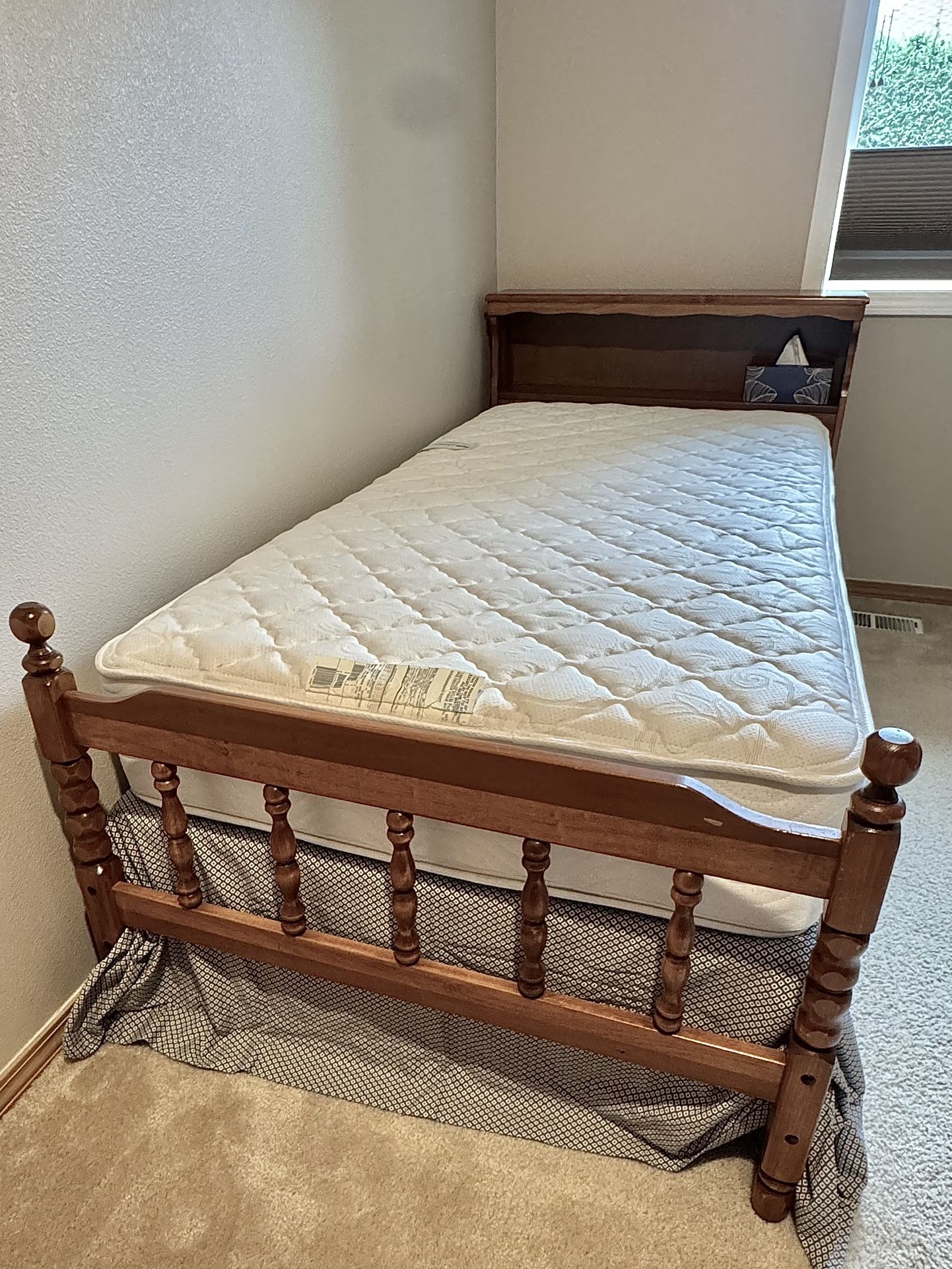 Classic Wood Twin Bed Frame and Mattress