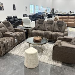 Brown 3 Piece Reclining Set $1599(New Still In Box)