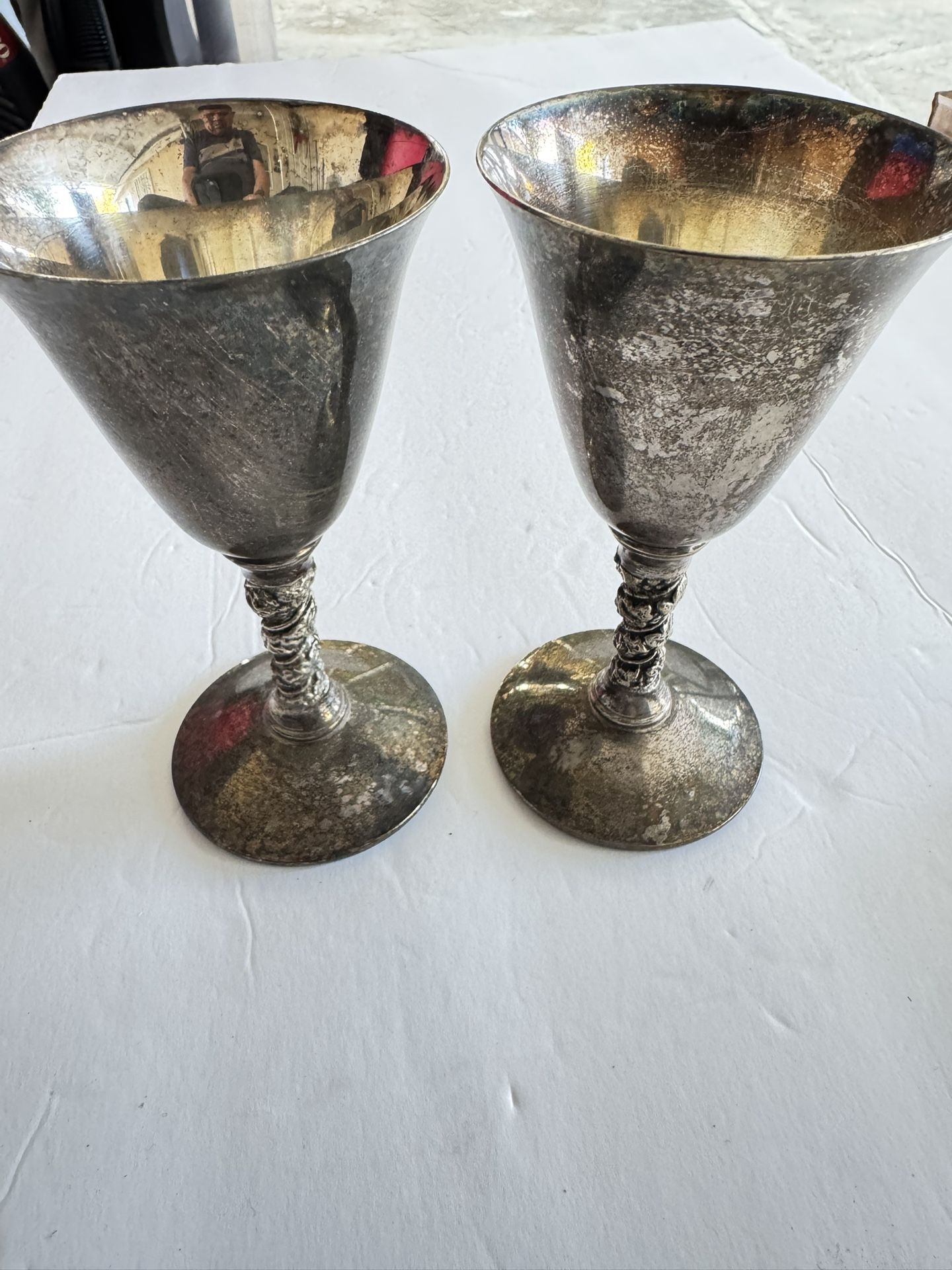 FB Rogers Silver Co 1883 Set of 2 Silver Plate 8oz Goblets Tarnished.