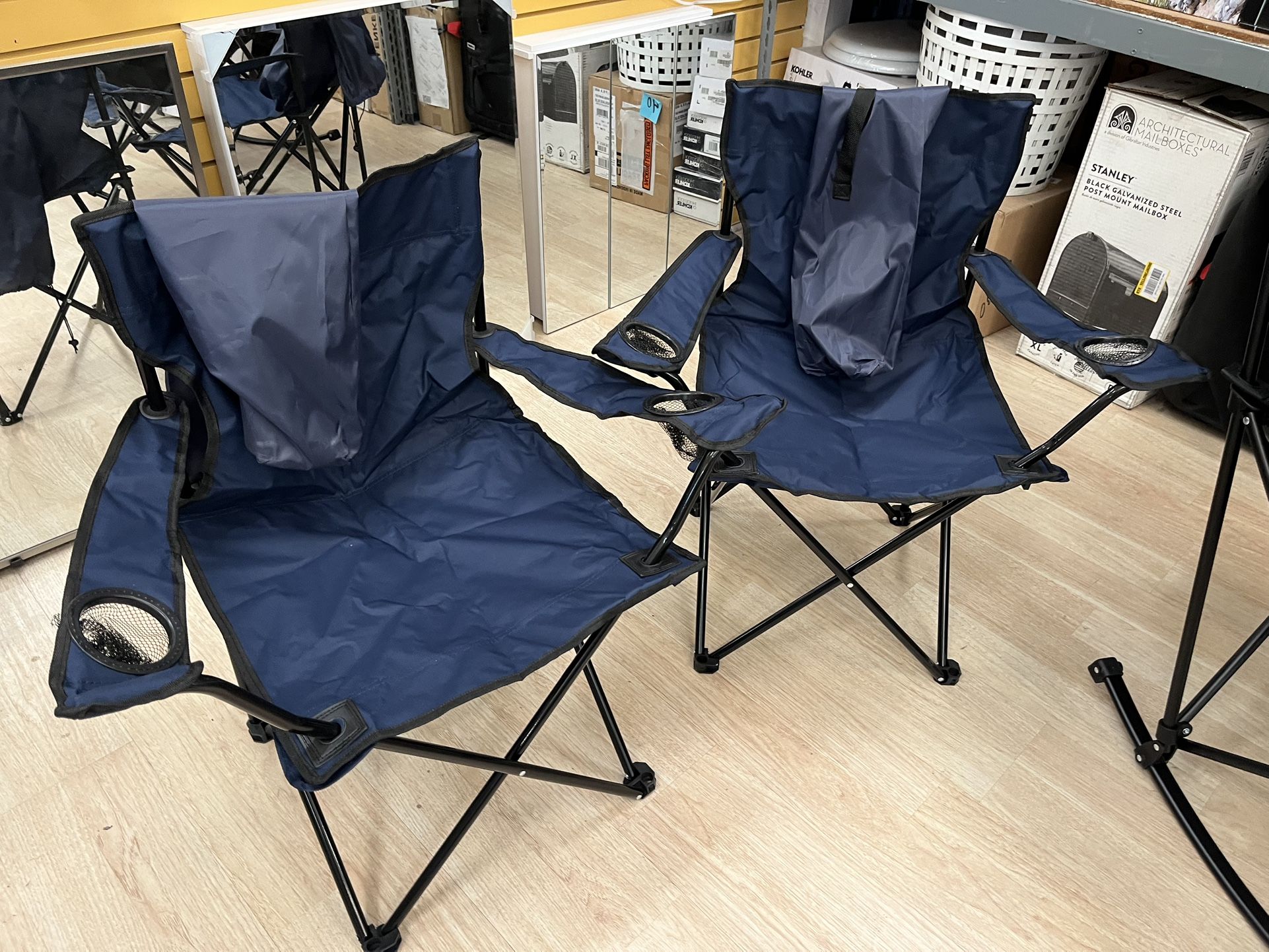 -Pack Foldable Camping Chairs with Cup Holder, 300LB Lawn Portable Folding Chairs for Adults, Lightweight Outdoor Beach Chairs with Carry Bag for Camp