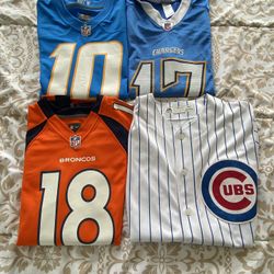 Assorted NFL and MLB jerseys