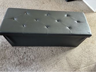 Grey Faux Leather Ottoman