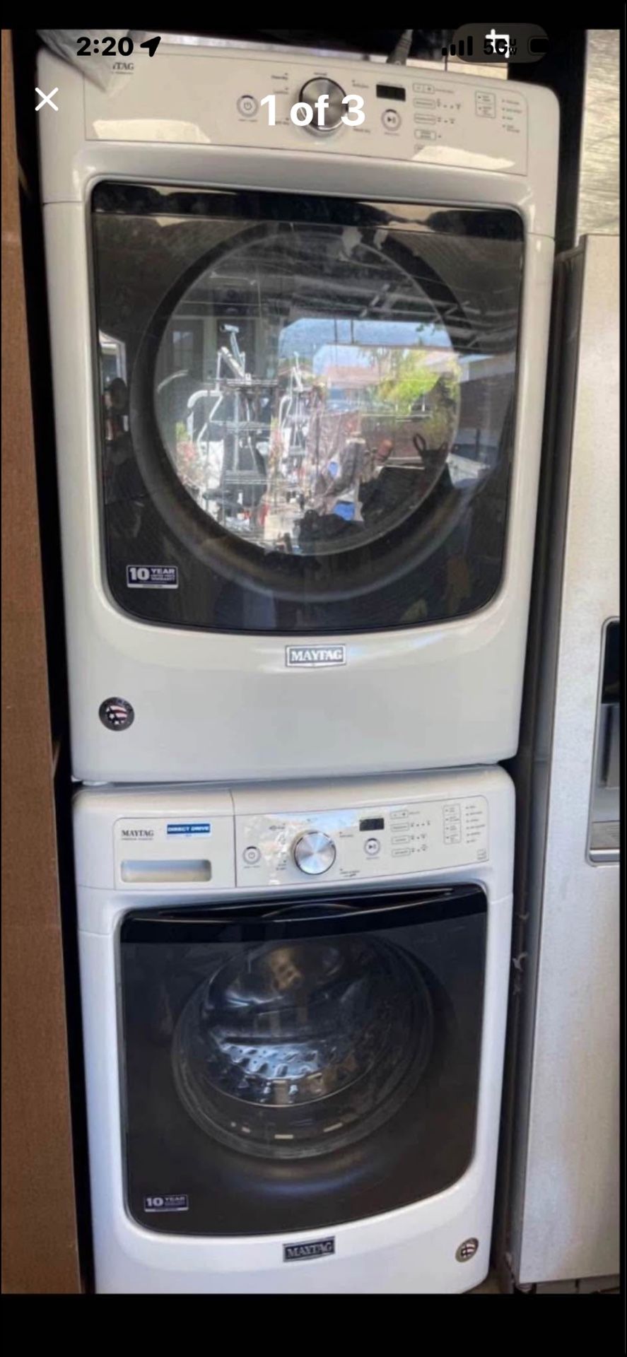 Maytag stackable washer/dryer