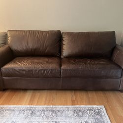 Pottery Barn PB Comfort Brown Leather Sofa