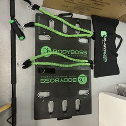 BODY RHYTHM Portable Home Gym Workout Equipment - Includes 150 lbs Resistance Bands, Collapsible Bar, Handles and More - Full Body Workouts System for