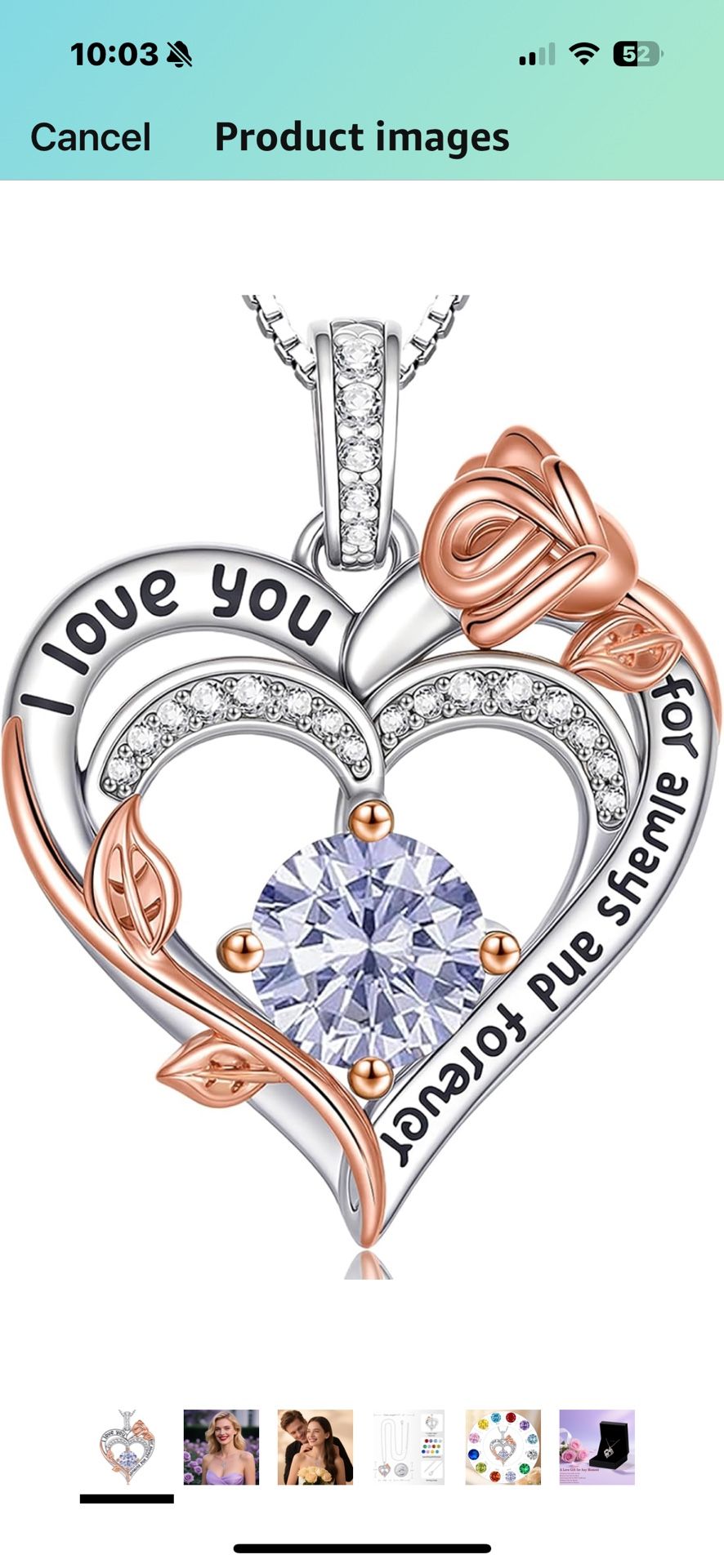 Rose Heart Necklaces for Women, I Love You June S925 Sterling Silver Jewelry Gift for Women, Wedding Anniversary, Birthday Mother’s Day Gifts for Mom,