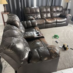 Reclining Leather Sofa Set 200 Or Best Offer