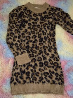 Girls Leopard Sweater Dress Size 12