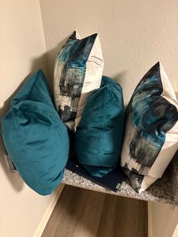 Teal Throw Pillow Set of 4