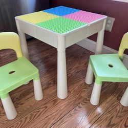 4 in 1 Activity Table with Legos and 2 Chairs