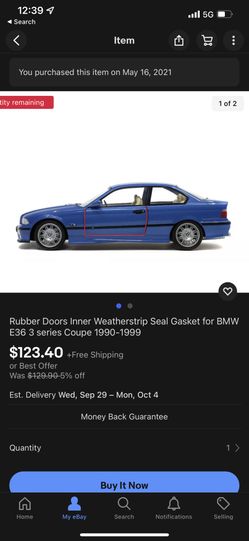 E36 BMW Coupe Door Gaskets/Weatherstripping