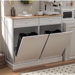Double Trash Can Cabinet