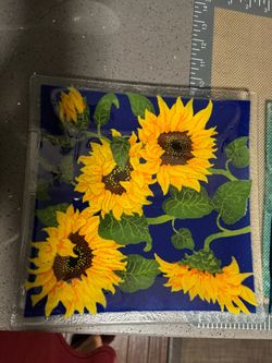 Sunflower Glass Decorative Tray
