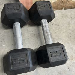 Pair of 25lb rubber dumbbell $50