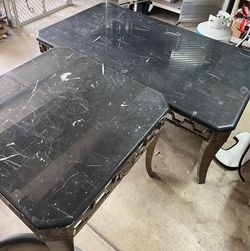 Black Marble Top Coffee and End Table Set