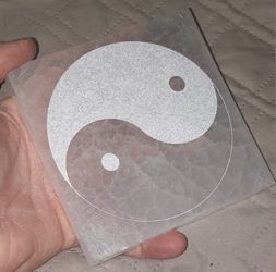 GENUINE SELENITE YIN YANG ENGRAVED RECHARGE TRAY/TILE