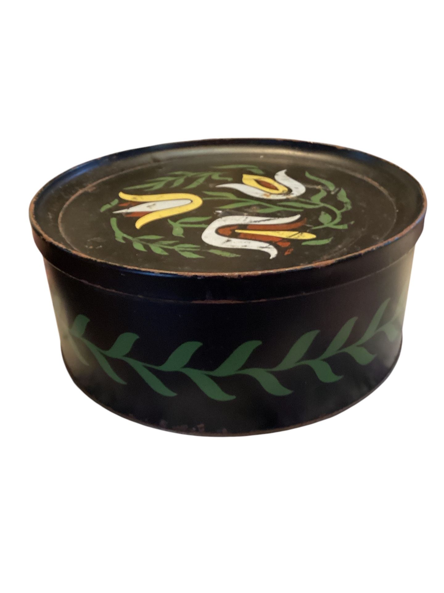 TOILE PAINTED METAL TIN W LID