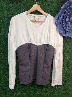 Maeve Gray And White Long Sleeve Corset Top Size Large BRAND NEW