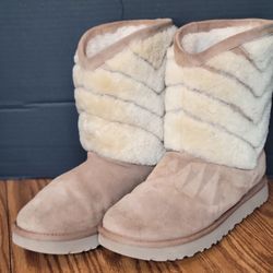 UGG Tania Chestnut Chevron Boots Sz 9 Excellent Condition 