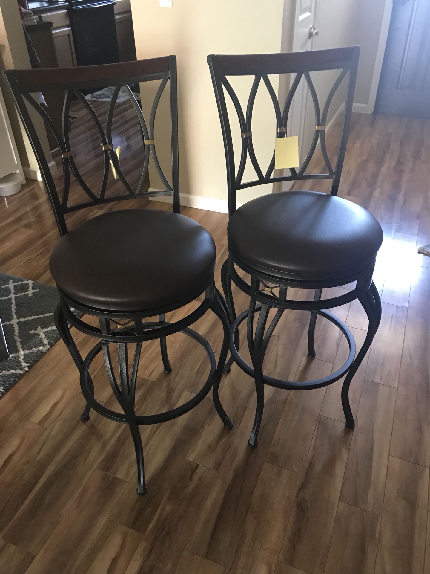 2 BRAND NEW Allen Roth Swivel Bar Stools!
