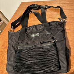 Nautica Bag Tote Black Nylon Adjustable Strap Crossbody Light Great To Travel