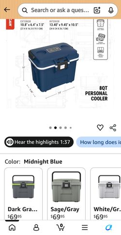 Pelican 8QT Personal Cooler Midnight Blue, 1615 Pelican Travel Case, and Pelican V200 Vault Case with Foam dessert tan